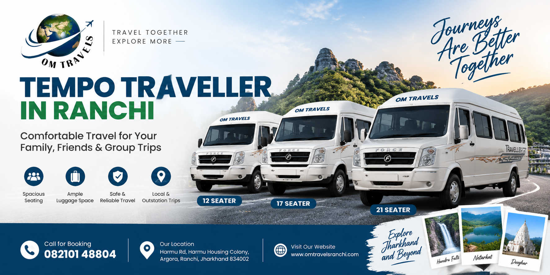 Tempo Traveller in Ranchi – Comfortable Travel Solution for Family Trips, Group Tours & Outstation Journeys