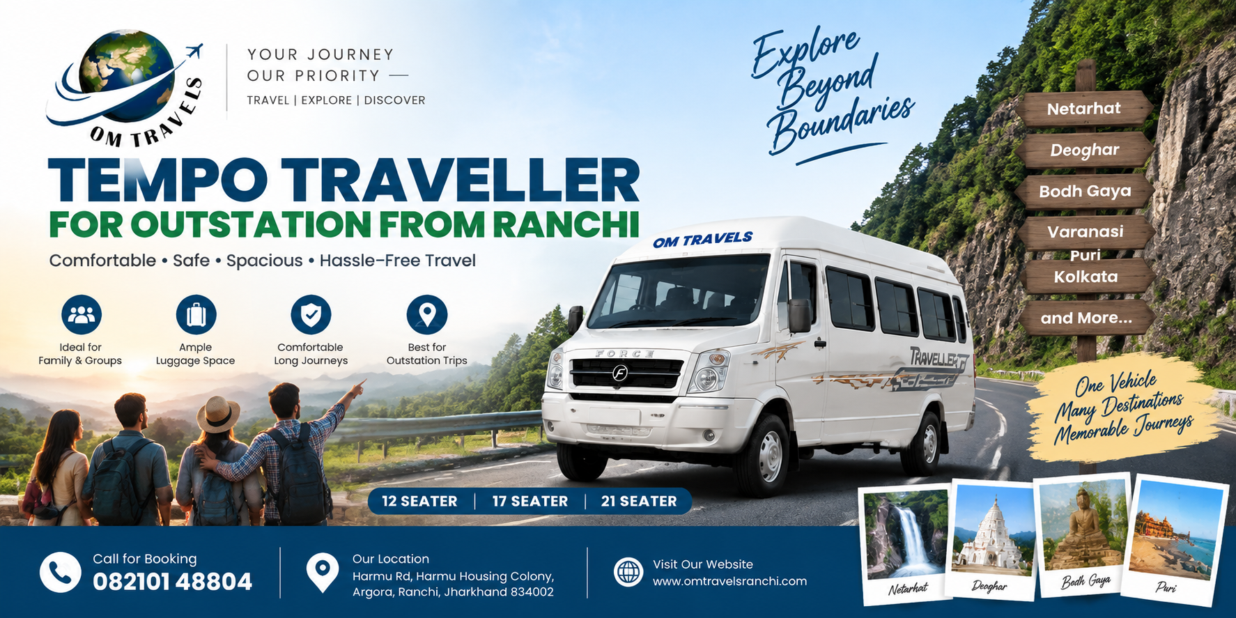 Tempo Traveller for Outstation From Ranchi – Travel Comfortably With Family and Groups