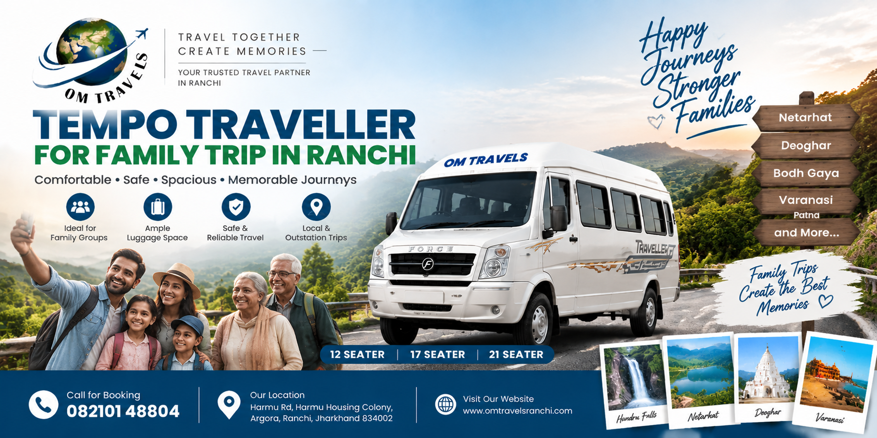 Tempo Traveller for Family Trip in Ranchi – Comfortable Travel Experience for Your Loved Ones